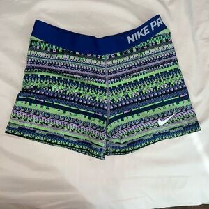 NIKE PRO SPANDEX SHORTS - PURPLE GREEN size large
